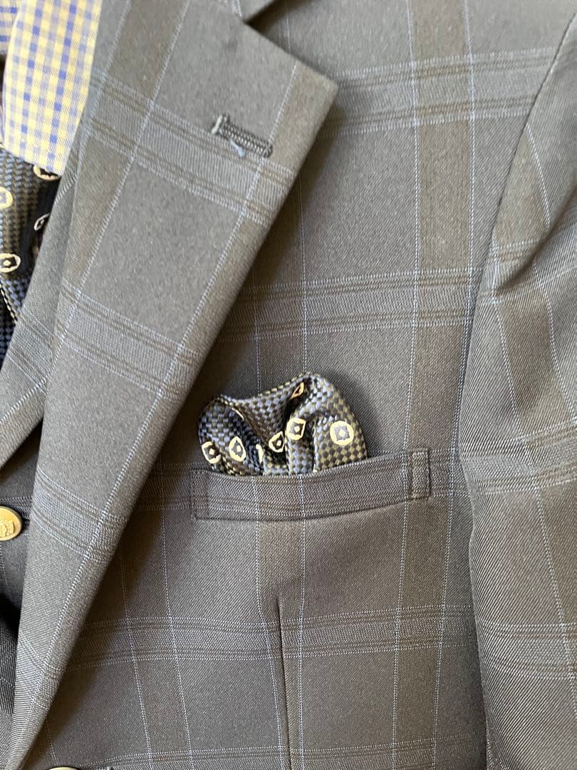 【男の子】ワンダーファクトリーフォーマルスーツ 160Ａネイビーブルーチェック