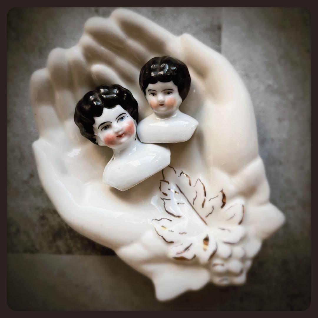 アンティーク チャイナヘッドドール　 ヘッドパーツ２個セット ビスクドール