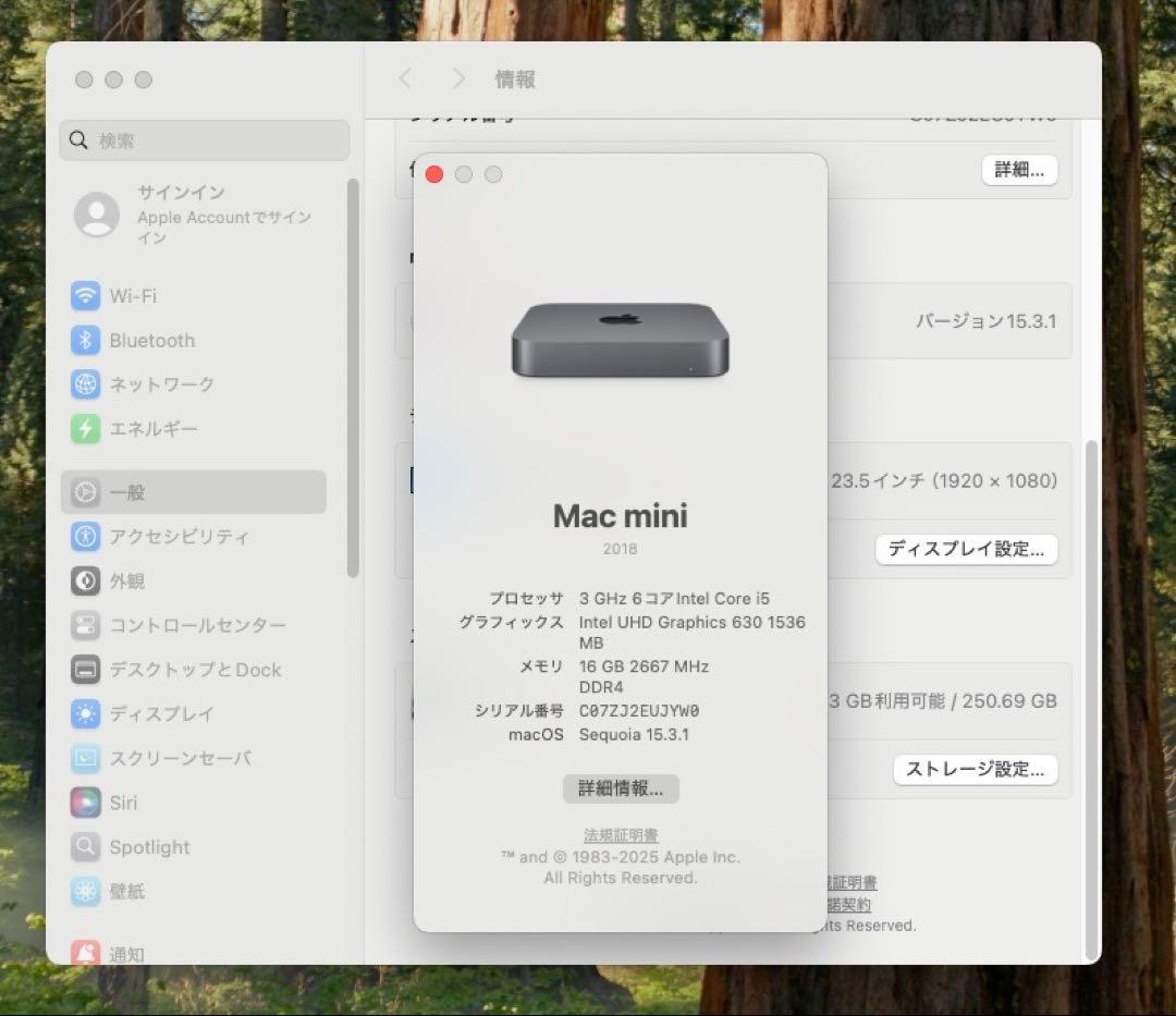 Macデスクトップ Apple Mac Mini 2018 i5/16Gb/ssd250Gb