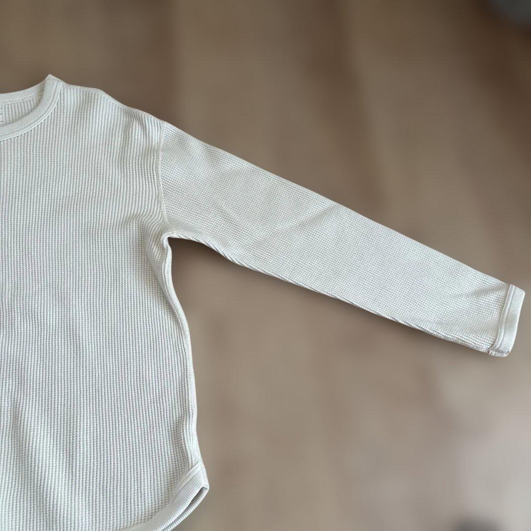 フルカウント　ワッフル　長袖　ホワイト　クリーム