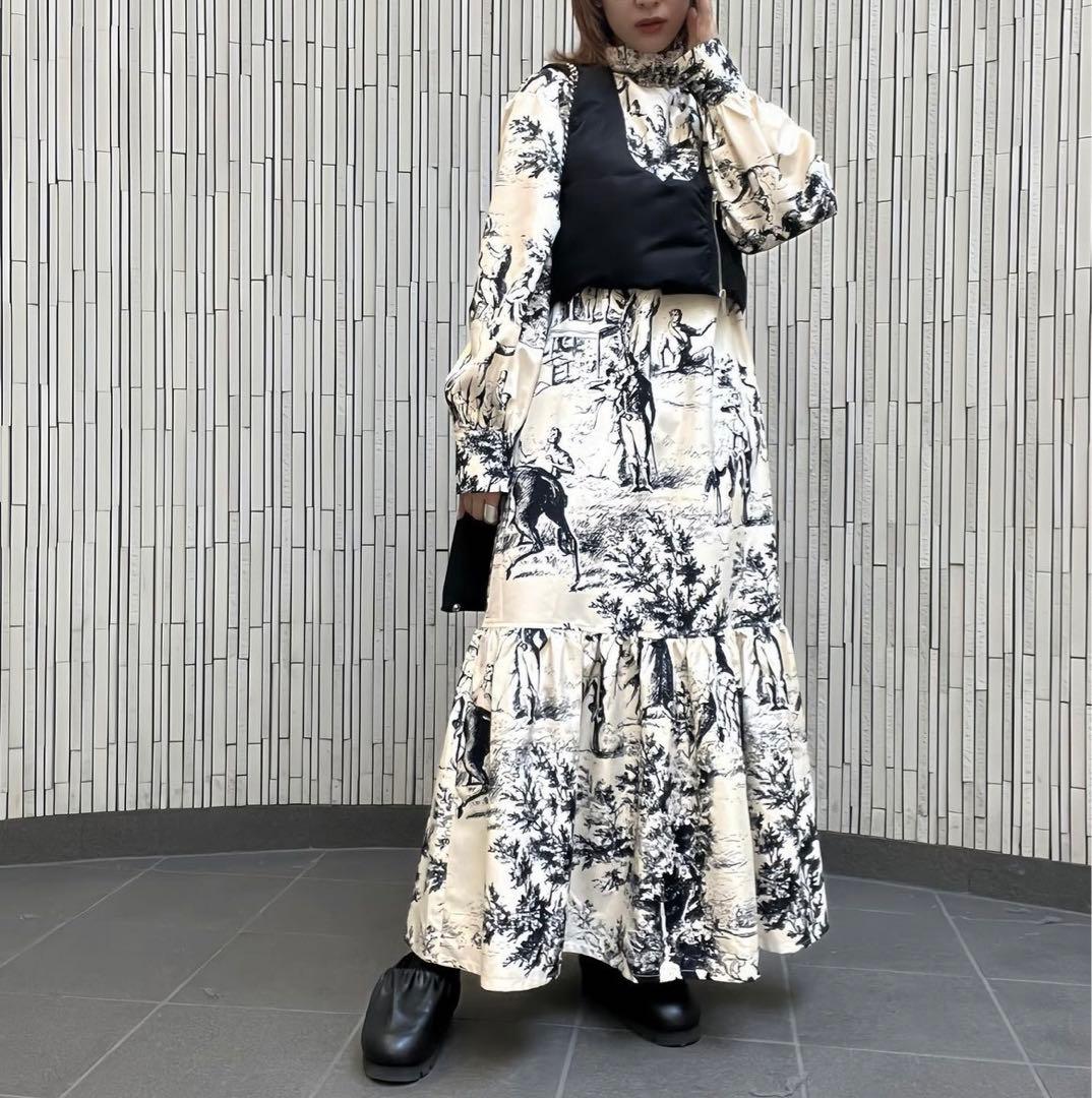 ビョコさん　JOHN フレンチプリントドレス