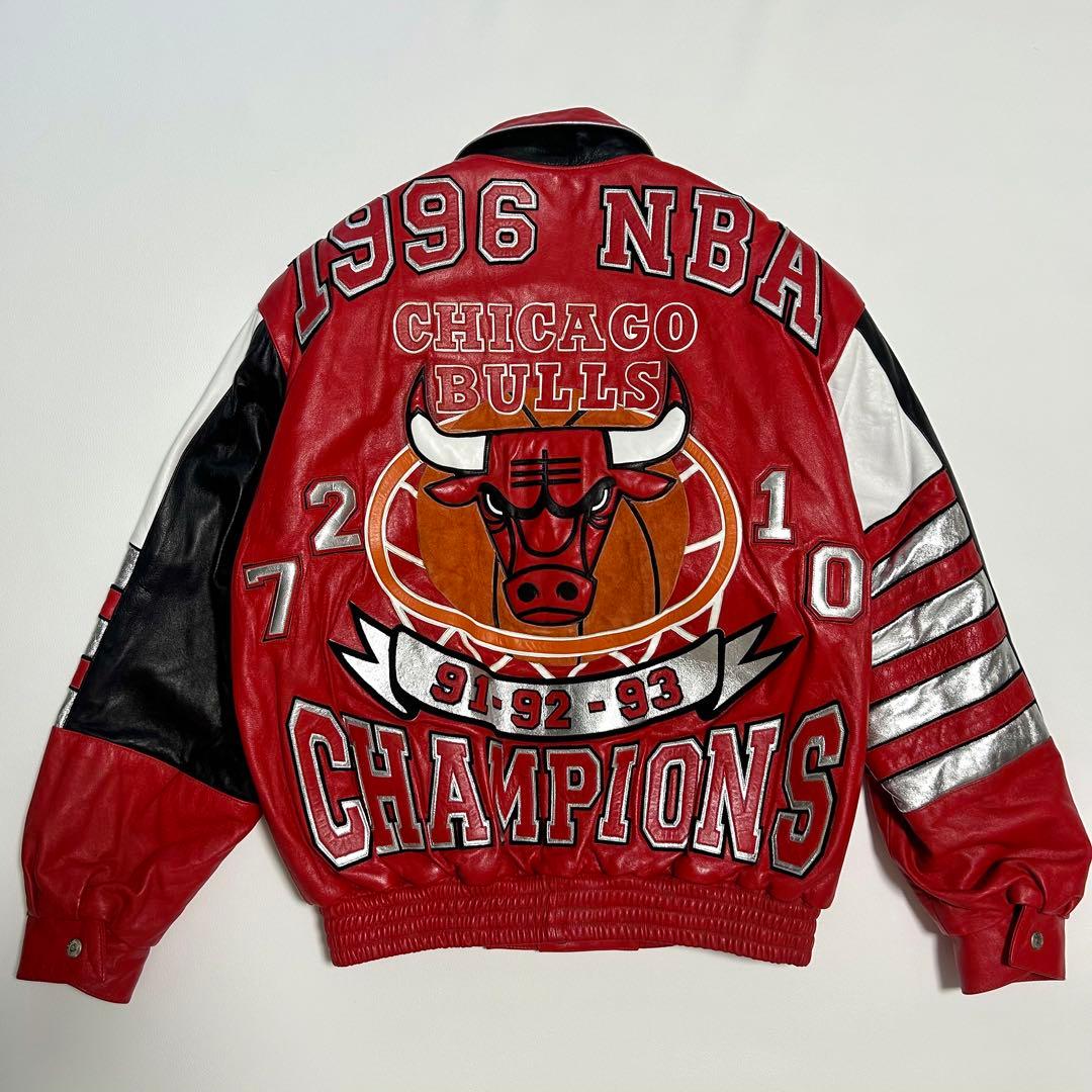希少JEFF HAMILTON シカゴ・ブルズ レザースタジャン レッド M