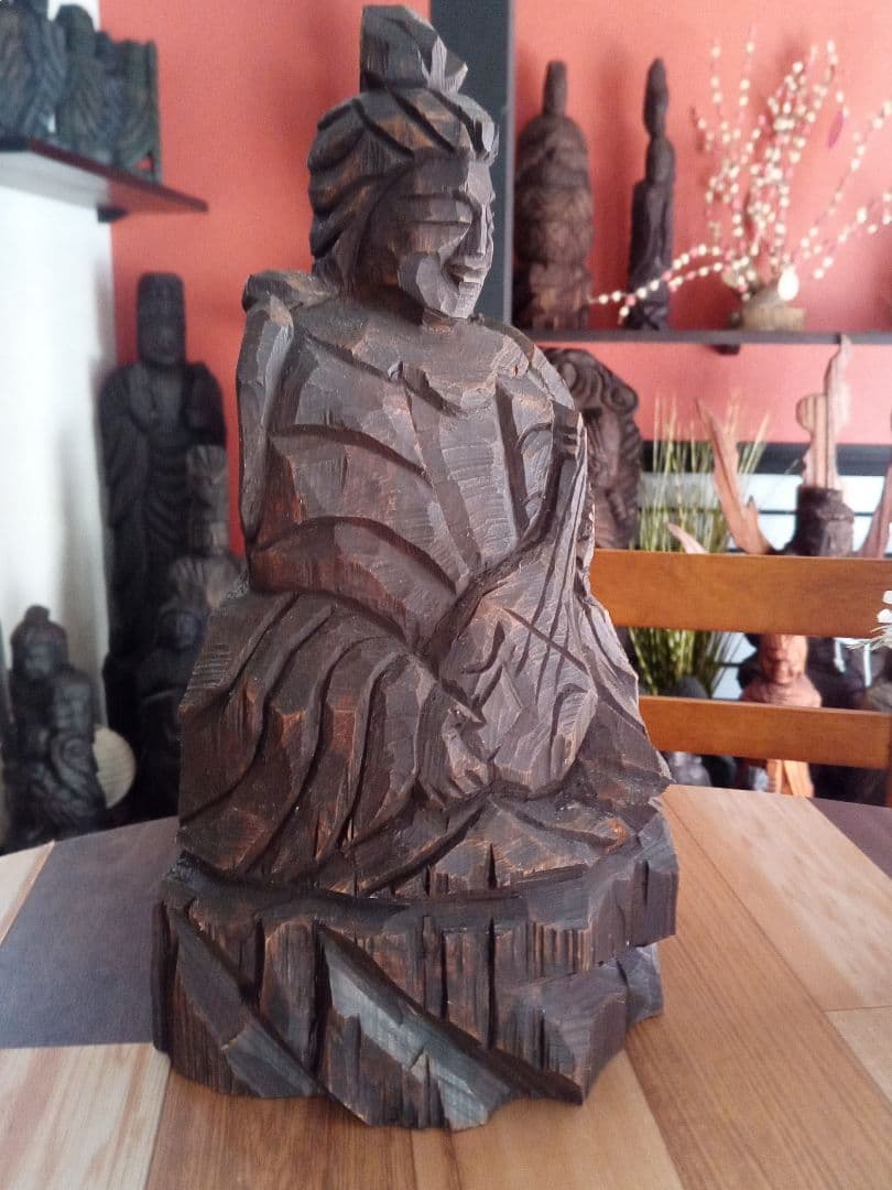 かんたさん専用、琵琶持ち弁財天坐像、円空仏風