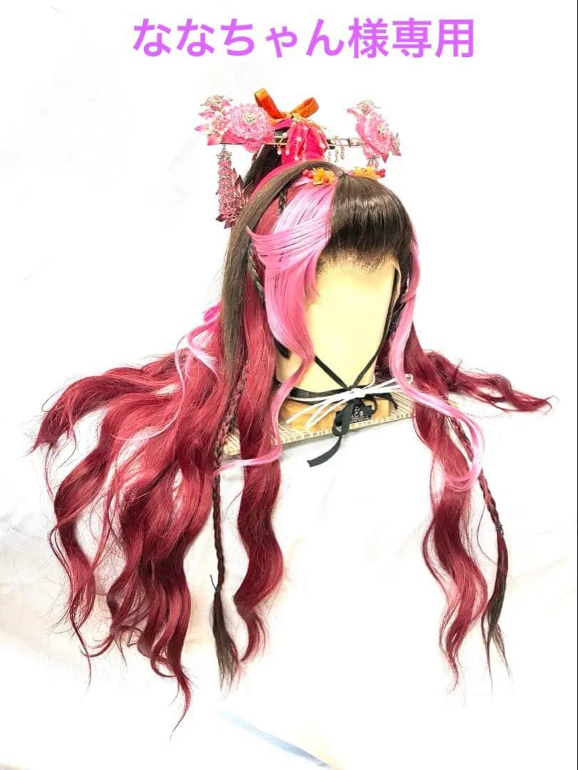 辰巳８号サイズ.耐熱ファイバーワインカラープラス、中古舞踊かつら、大衆演劇かつら