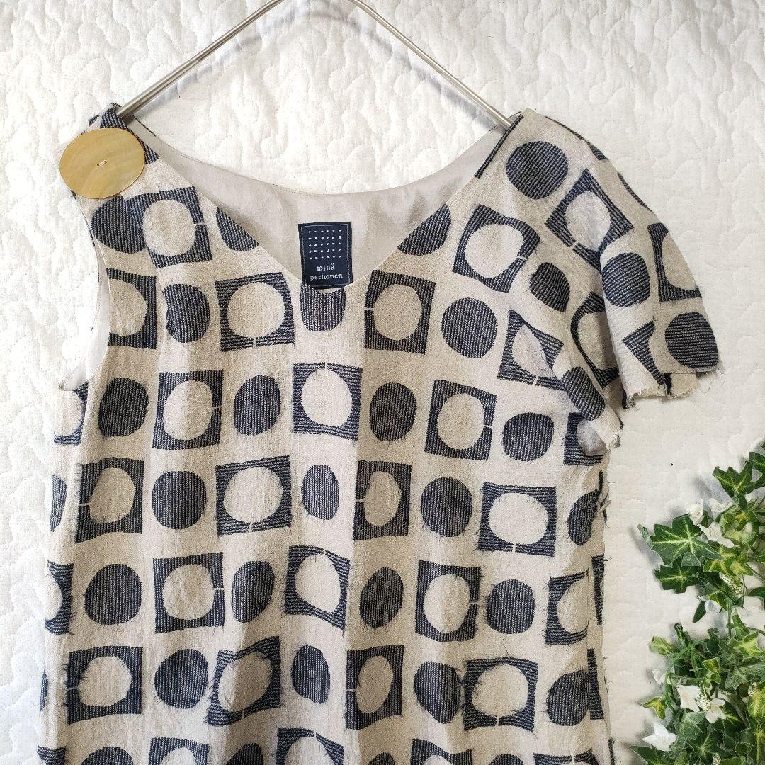 タグ付き✨ミナペルホネン　luna　リネン×シルク　アシンメトリーワンピース