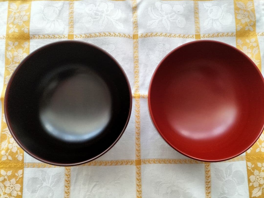 おやま椀（大）　滴生舎作　全行程浄法寺漆使用　朱・溜セット