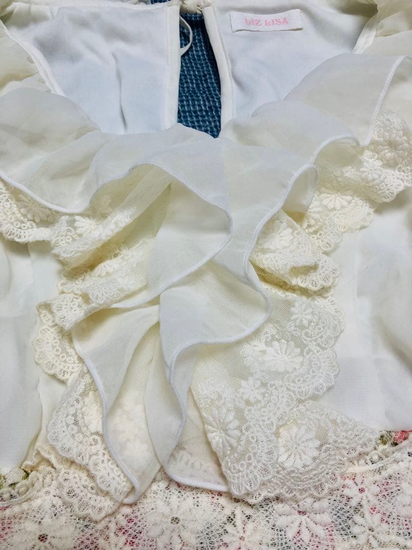 店舗限定LIZLISA花柄　フリルワンピース　ピンク薔薇　レース