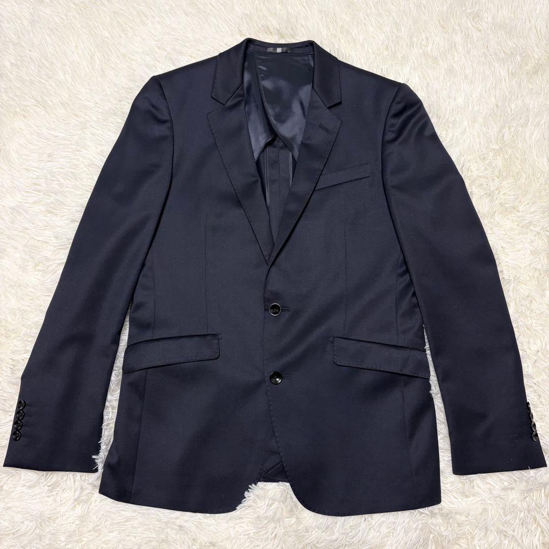 美品✨ スーツセレクト 3ピース スーツ シルク混 リバーシブル ネイビー A5