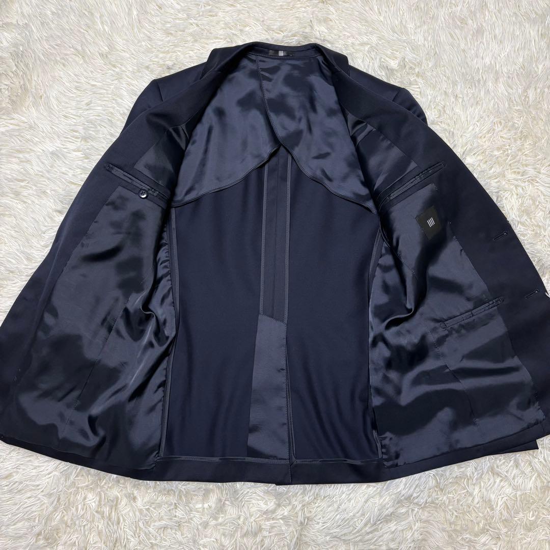 美品✨ スーツセレクト 3ピース スーツ シルク混 リバーシブル ネイビー A5