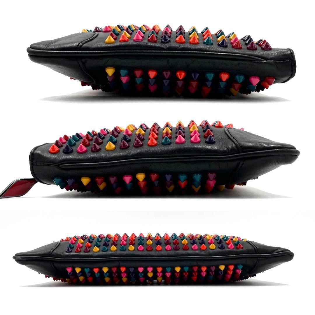 【極美品】クリスチャンルブタン クラッチバッグ マルチカラースタッズ レザー 黒