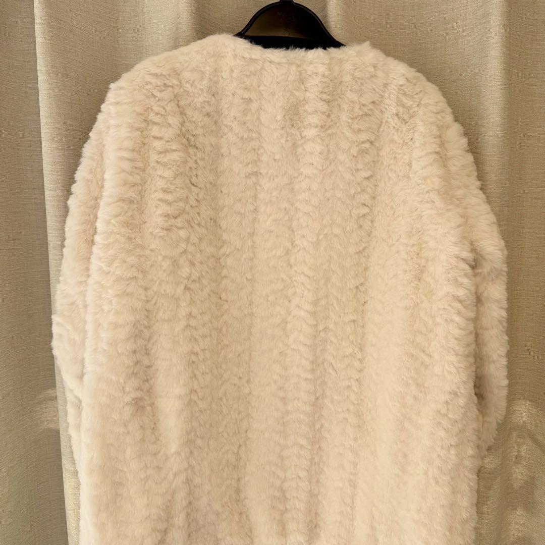 AnMILLE ゴールドボタンファーコート オフホワイト