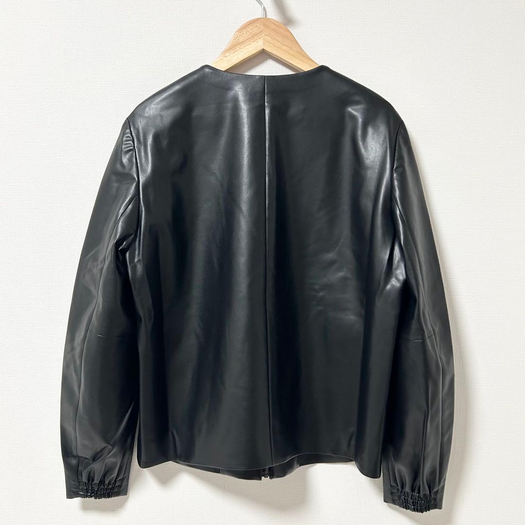 theoryluxe レザージャケット　ノーカラー　ブラック　38