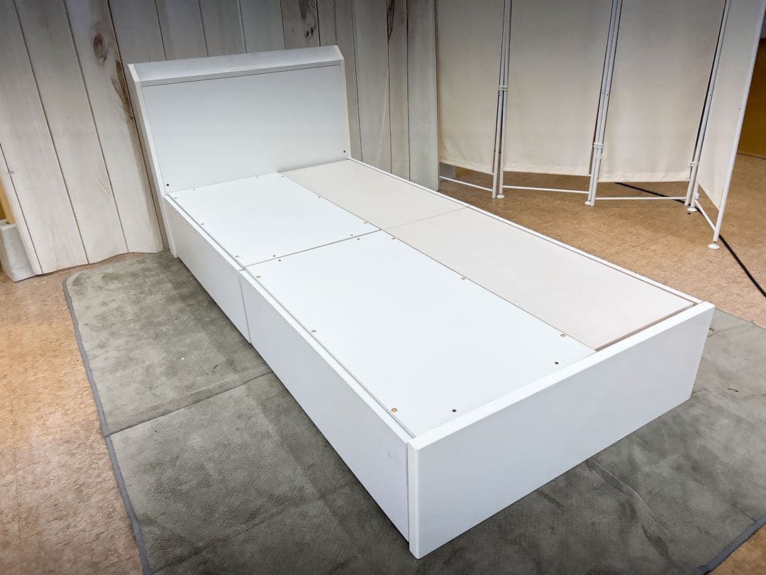 引き出し2杯付きシングルベッドフレーム