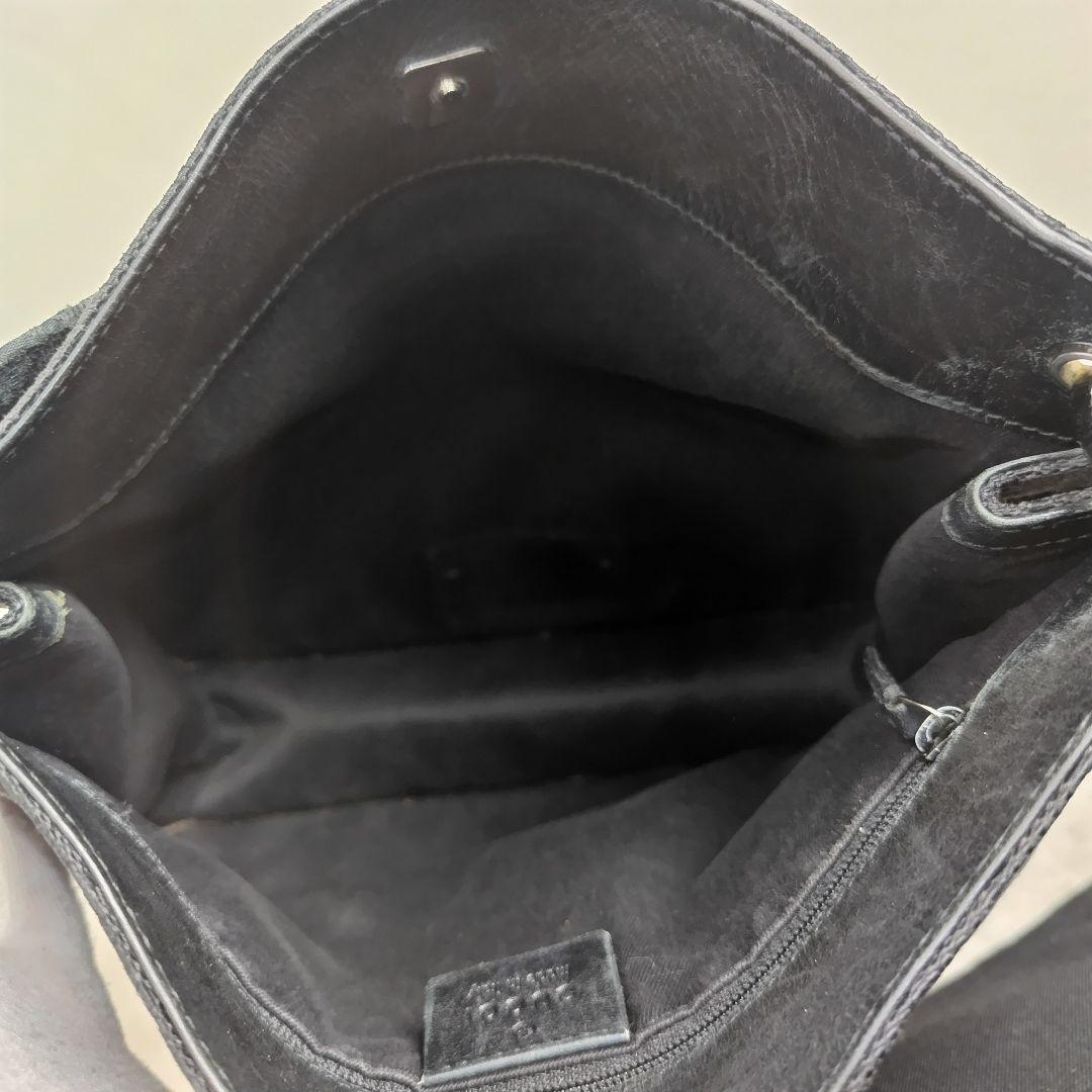 ✨美品✨GUCCI　グッチ　ショルダーバッグ　GG柄　キャンバス　レザー　黒