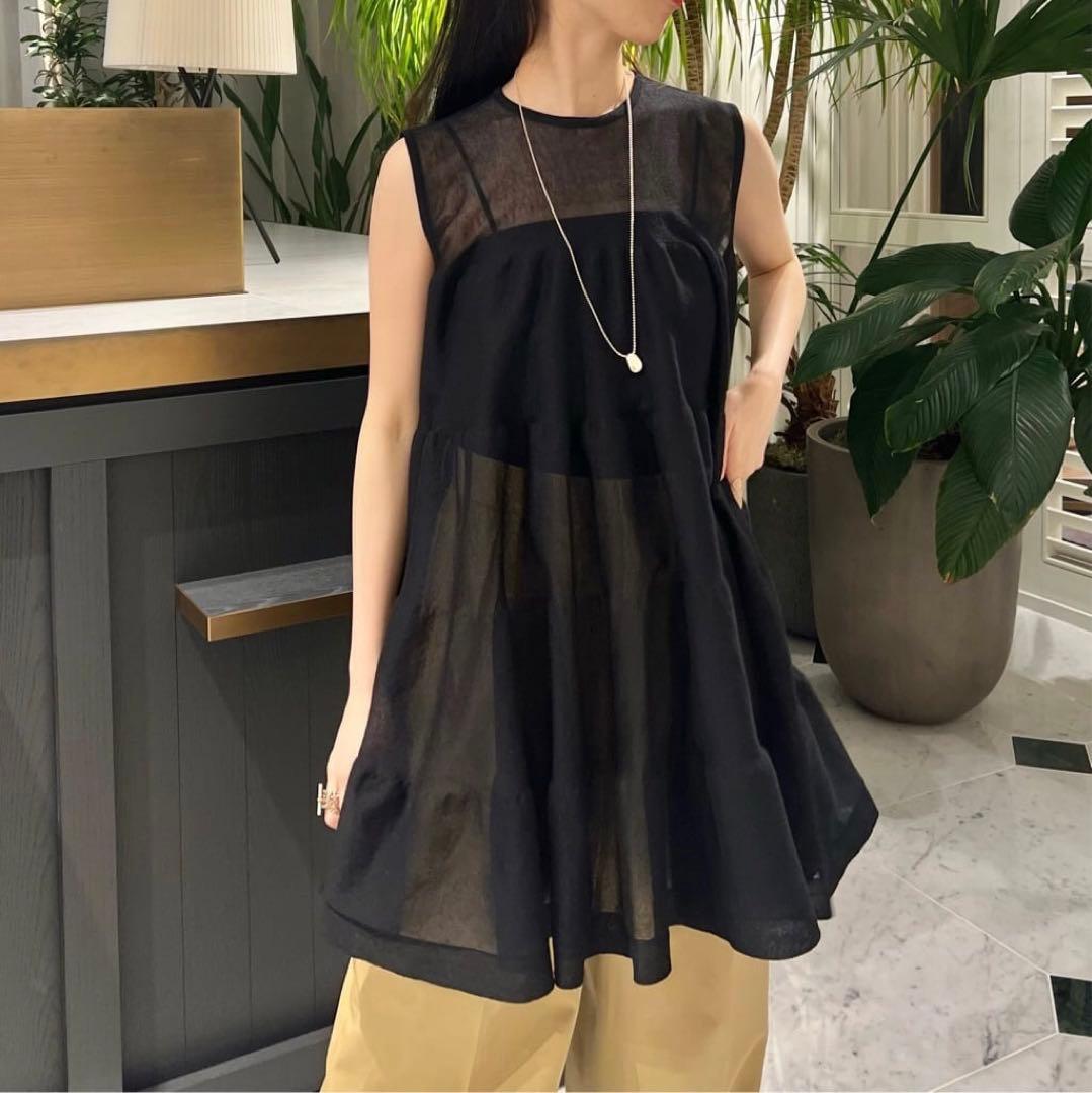 【美品】Ballsey / ティアードプルオーバー　ブラック　シアー　チュニック