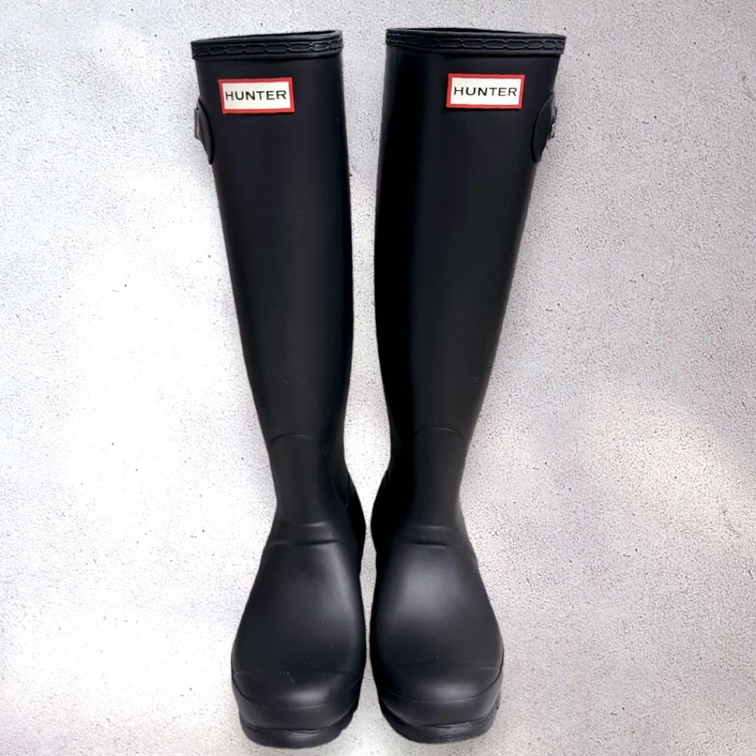 【美品】HUNTER ハンター 長靴 レインブーツUK6 ブラック