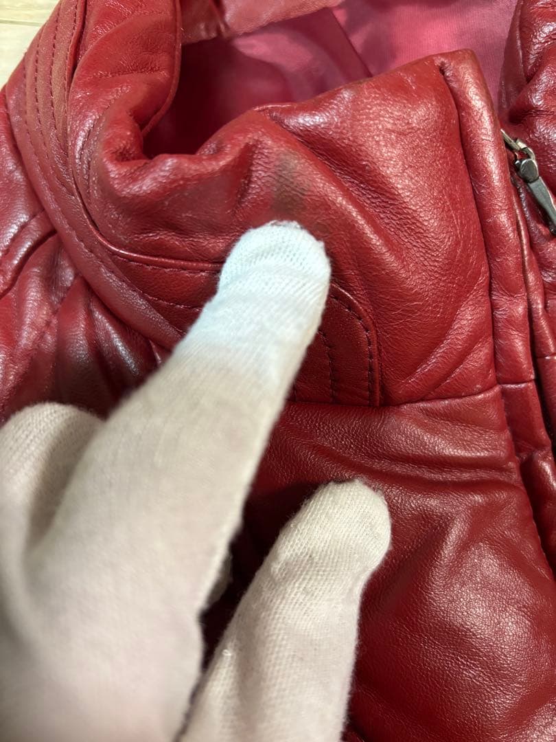 santafe サンタフェ　レザー　ダウンベスト　バーガンディ　ワインレッド48