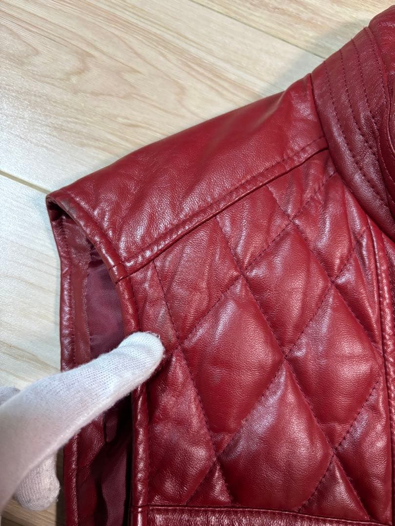 santafe サンタフェ　レザー　ダウンベスト　バーガンディ　ワインレッド48