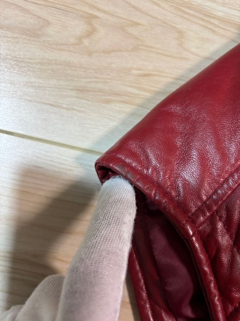santafe サンタフェ　レザー　ダウンベスト　バーガンディ　ワインレッド48