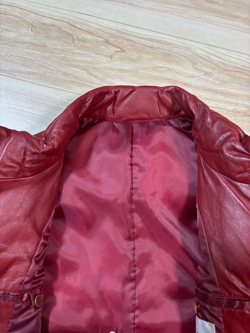 santafe サンタフェ　レザー　ダウンベスト　バーガンディ　ワインレッド48