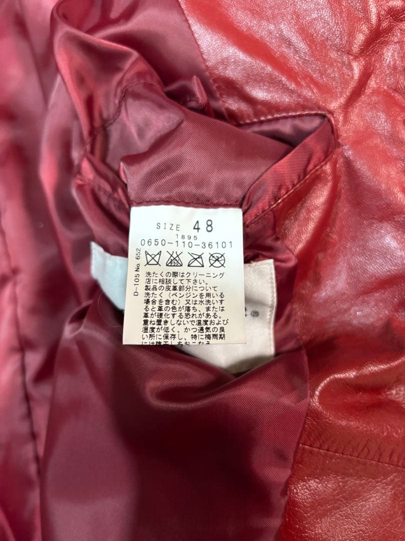 santafe サンタフェ　レザー　ダウンベスト　バーガンディ　ワインレッド48