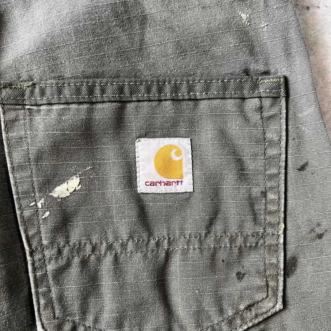【ダブルニー、ペインターパンツ】カーハート古着リラックスシルエットストリート緑