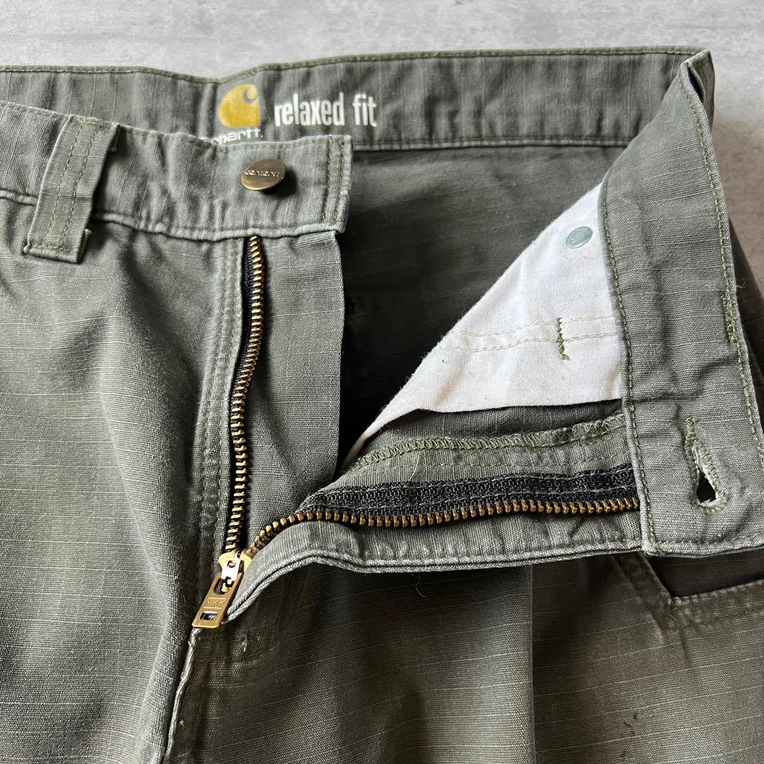 【ダブルニー、ペインターパンツ】カーハート古着リラックスシルエットストリート緑