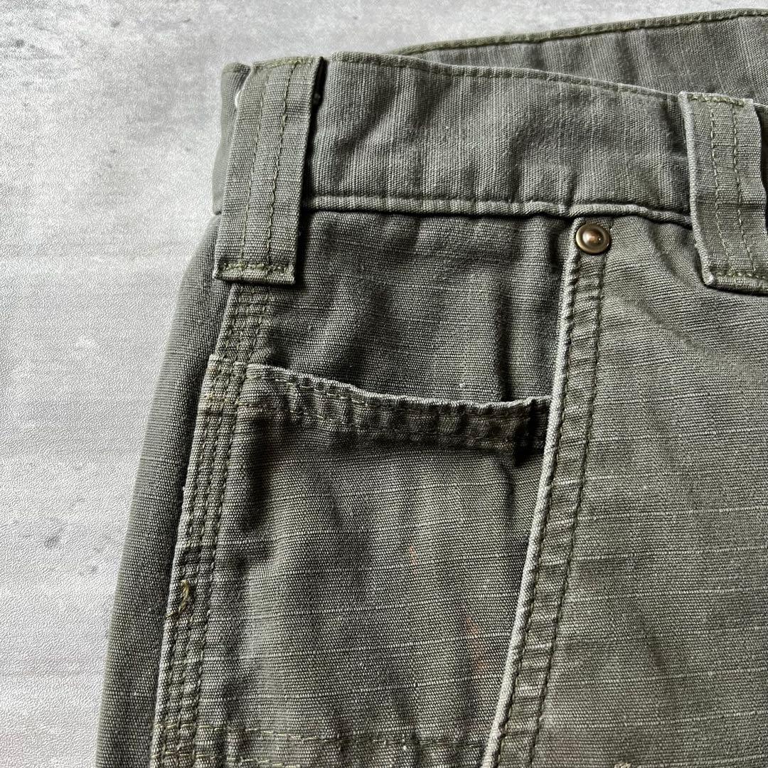 【ダブルニー、ペインターパンツ】カーハート古着リラックスシルエットストリート緑