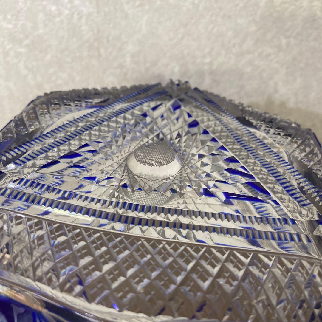 切子硝子　江戸切子　薩摩切子　ブルー鉢　ボール