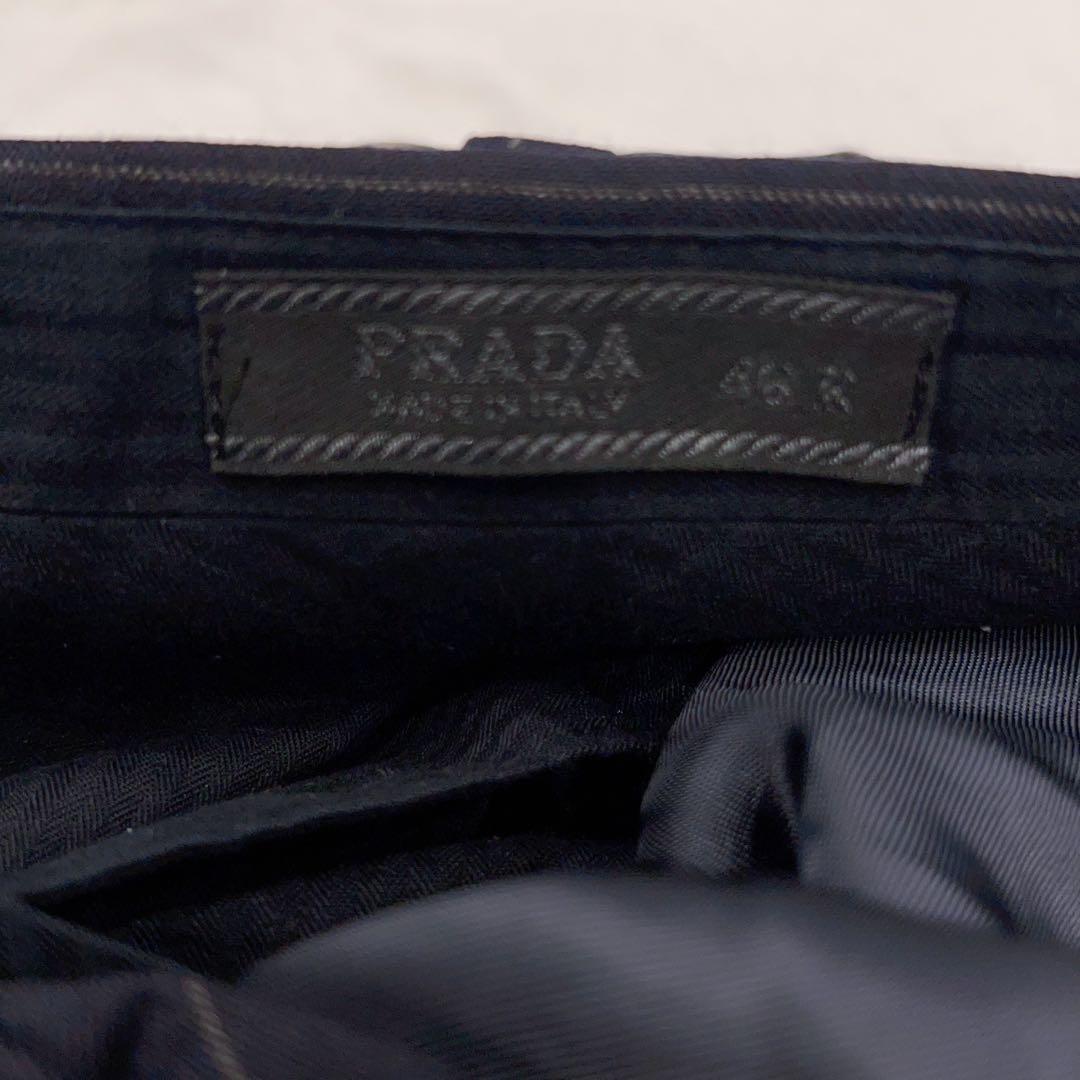 極美品 PRADA ブラック ストライプ ビジネススーツ