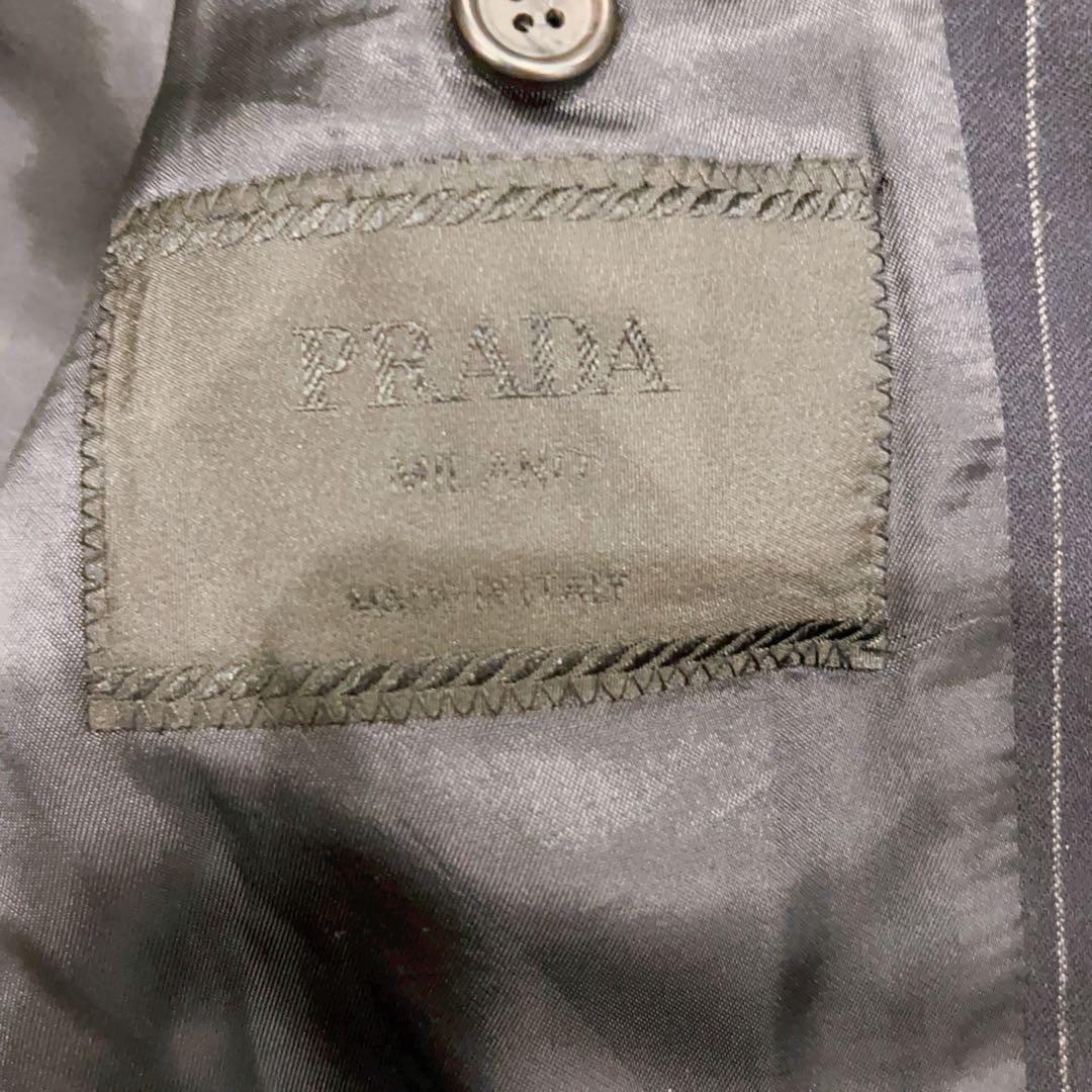 極美品 PRADA ブラック ストライプ ビジネススーツ