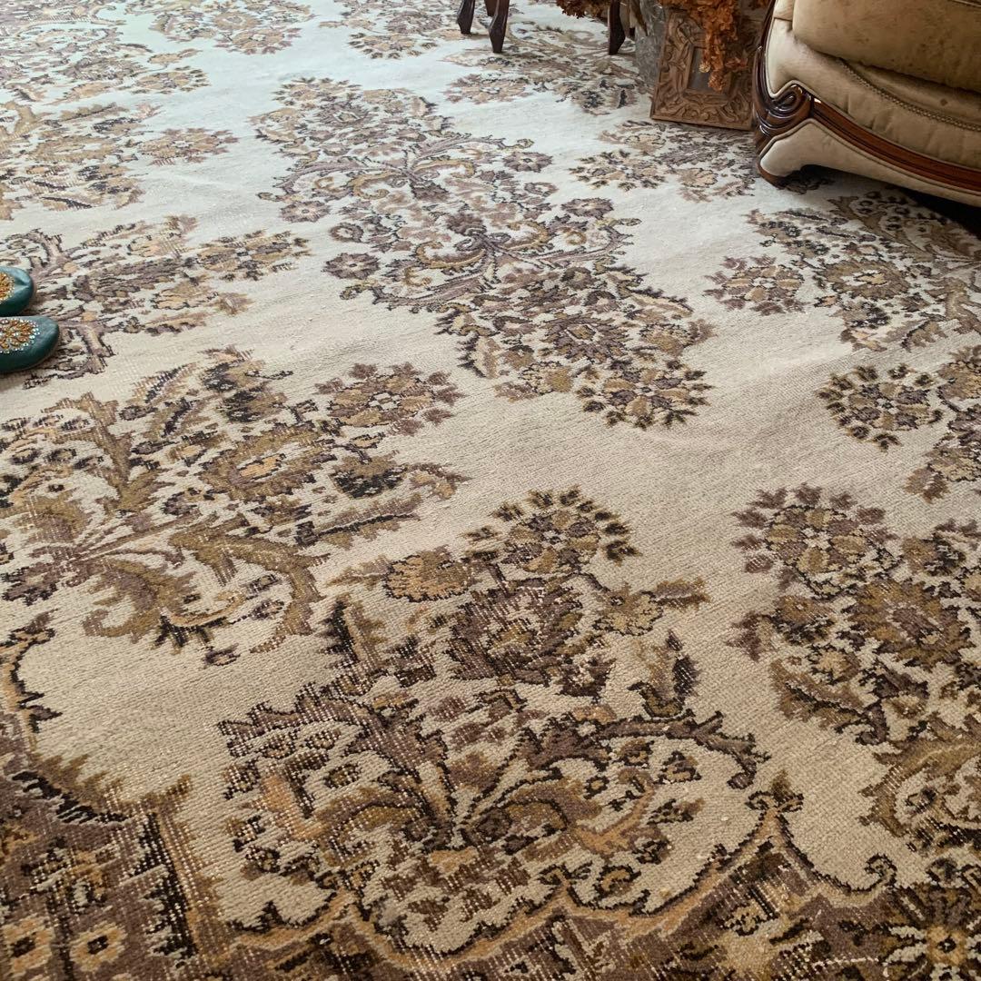 超大判　幅広　252× 147 トルコヴィンテージラグ　ボタニカル　雅紀さん