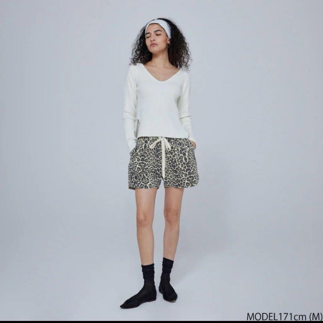 SeaRoomlynnライトCanvasギャザーショートパンツ キナリレオパード