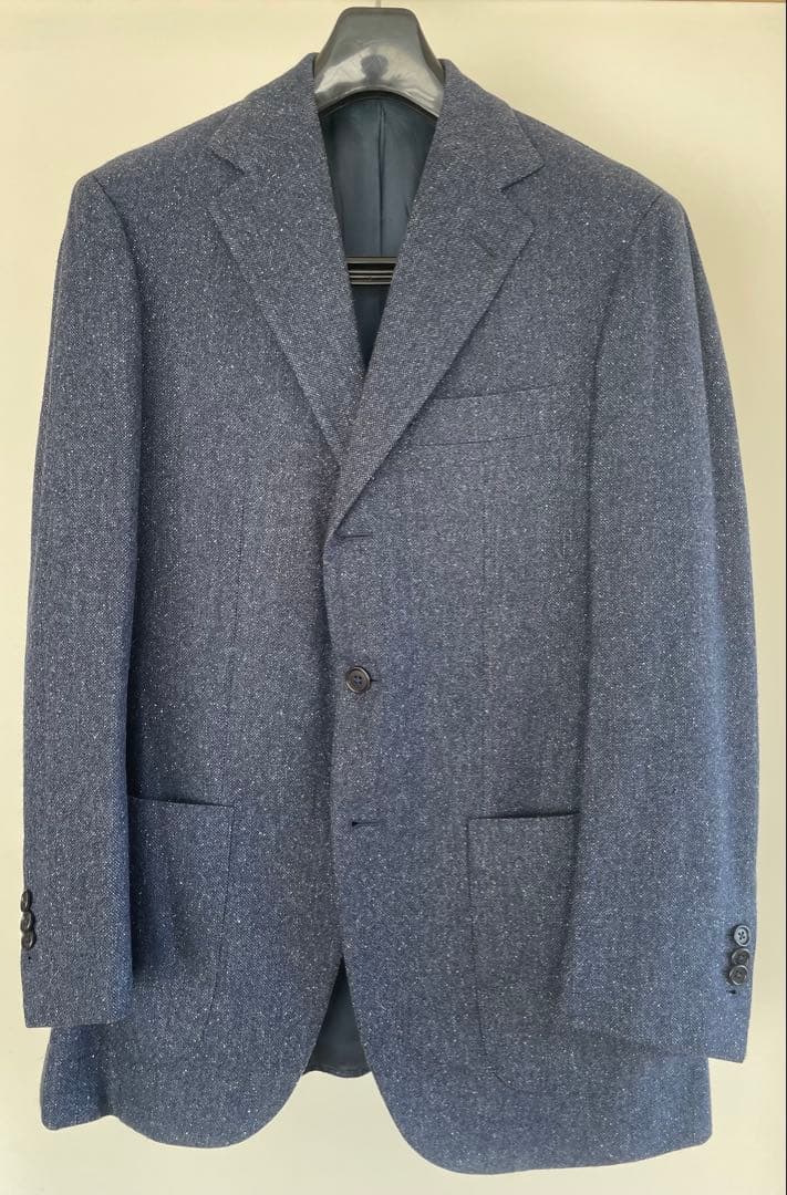 名品！カスタンジア CASTANGIA ジャケット　ネップ　ネイビー　46サイズ