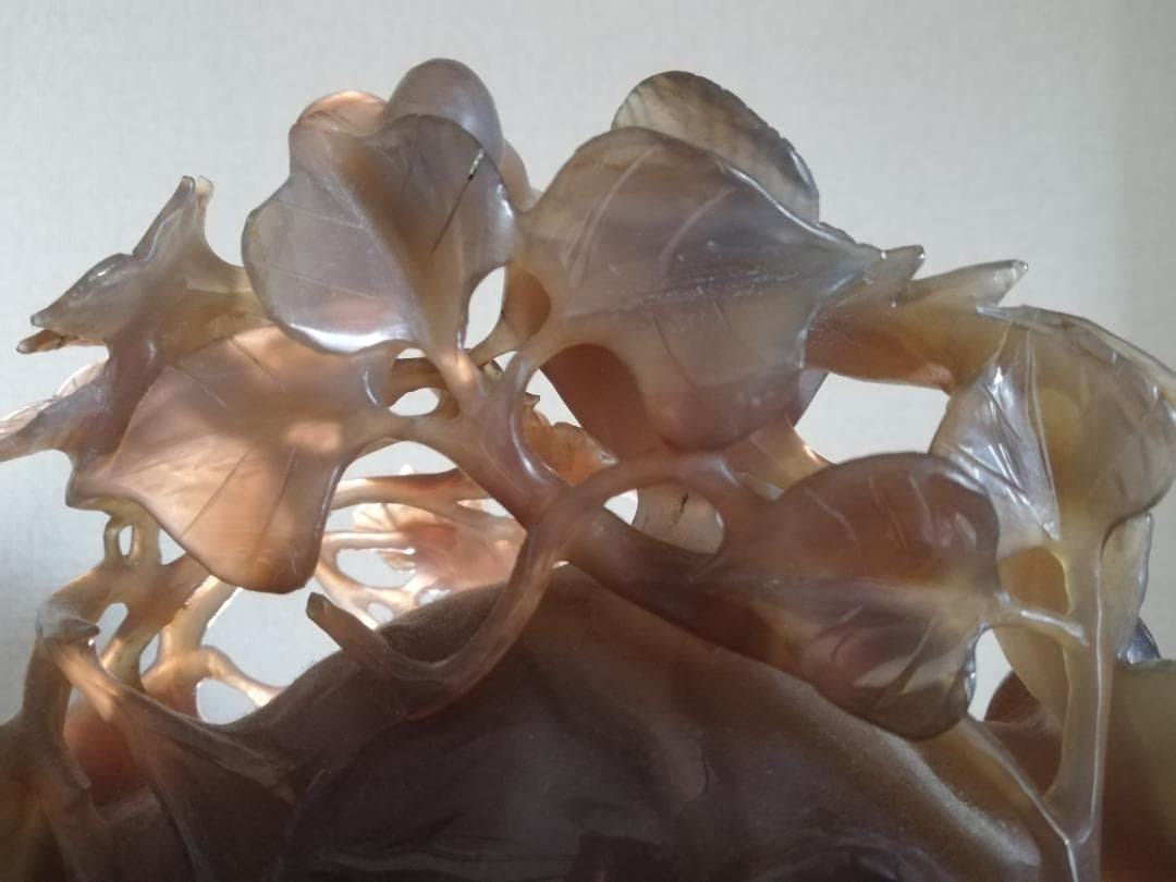 天然石/水胆瑪瑙/彫刻飾置物/骨董/縁起物/落花生/如意/吉祥鳥/子孫繁栄