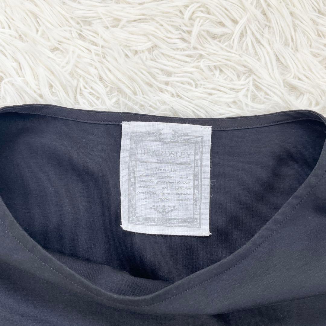 BEARDSLEY ビアズリー 裾レース カットソー　刺繍 Fサイズ 黒