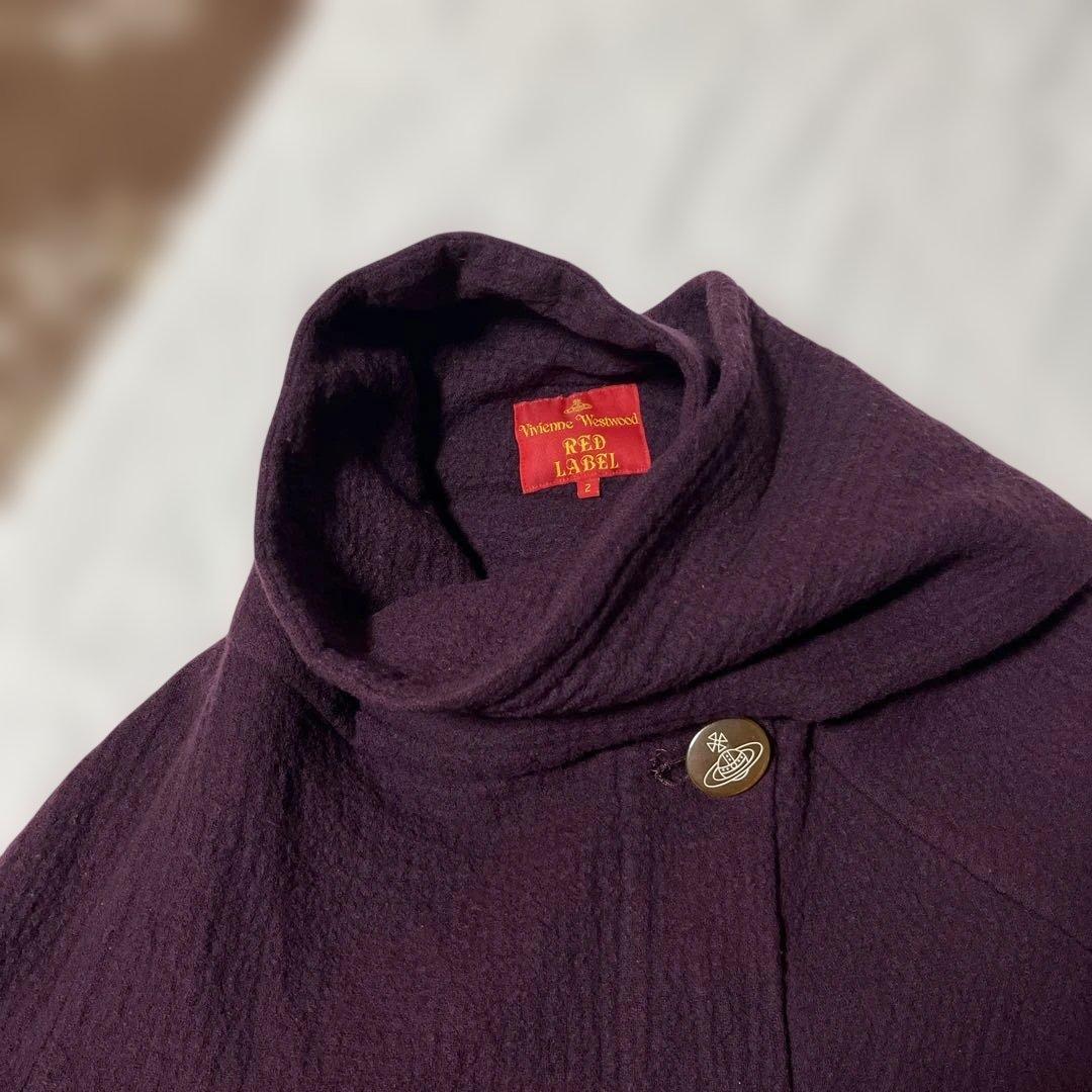 美品ヴィヴィアンウエストウッド レッドレーベル ウールコートマフラー付変形コート