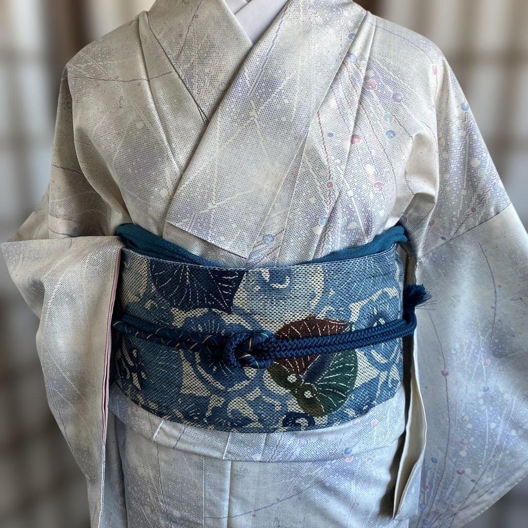 本場白大島紬　玉模様　9マルキ　しつけ付き