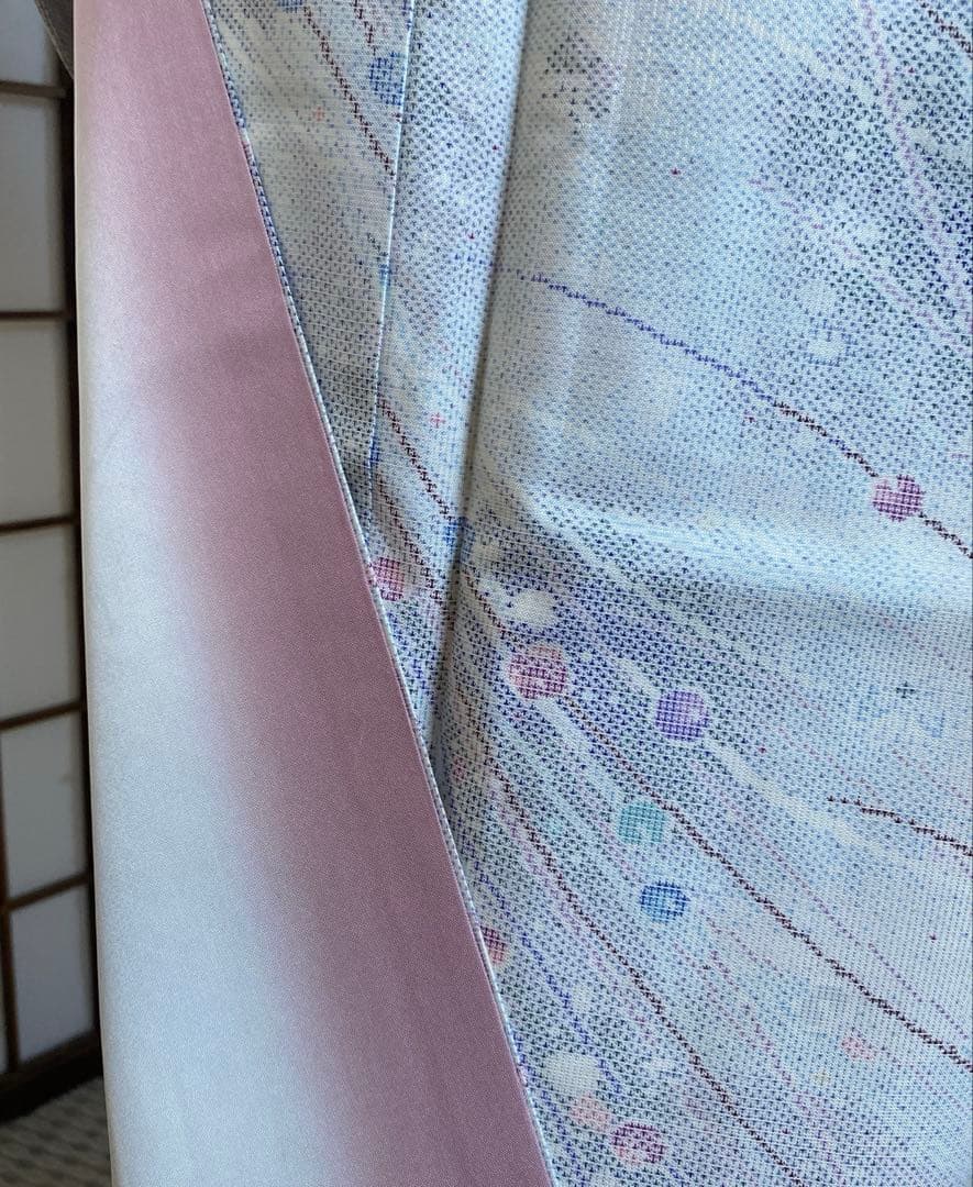 本場白大島紬　玉模様　9マルキ　しつけ付き