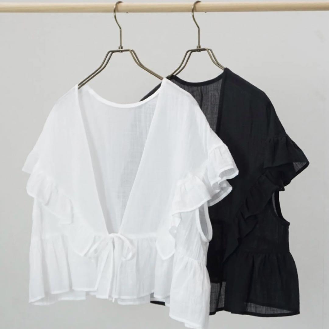 atelier emau アトリエエマウ クリオネフリルベスト 白