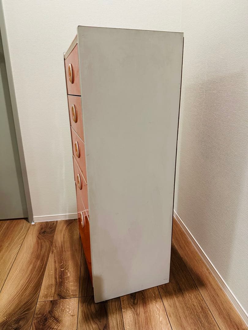 【昭和レトロ】レトロポップチェスト/箪笥/5段引き出し(オレンジ)