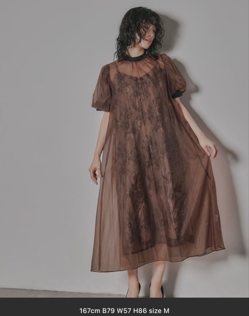 niana Aラインオーガンジーレースレイヤードドレス　Mサイズ　結婚式　妊婦