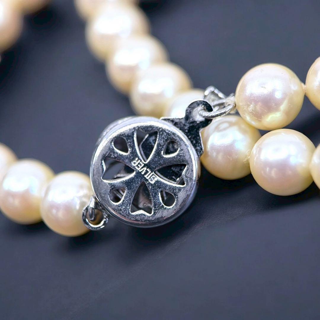 【国産】極上　アコヤ　本真珠　パール　ネックレス　シルバー　7.0mm