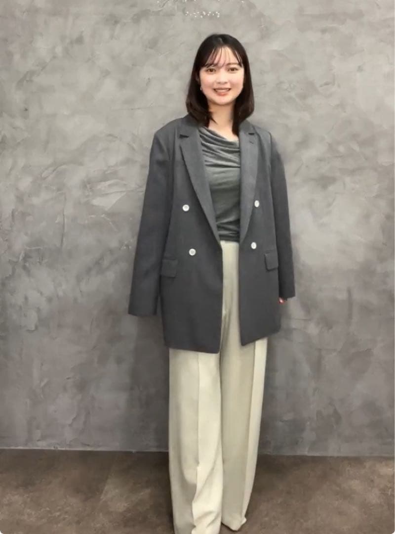 アニュアンス　ギャザードレープカットトップス グレー 長袖 オフショル