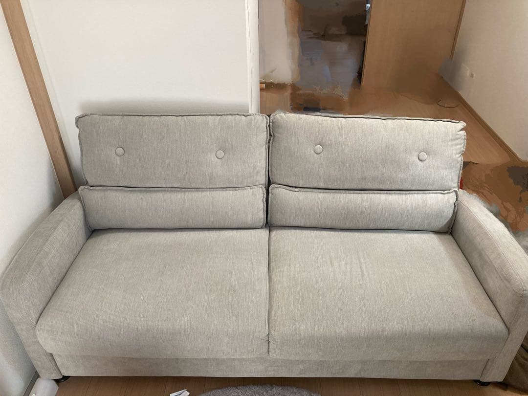 3人掛けソファ ライトグレー 収納付き