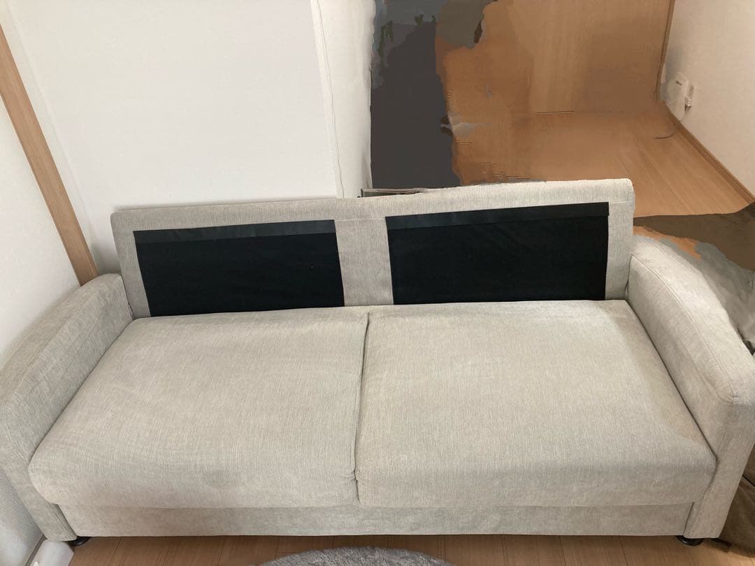 3人掛けソファ ライトグレー 収納付き