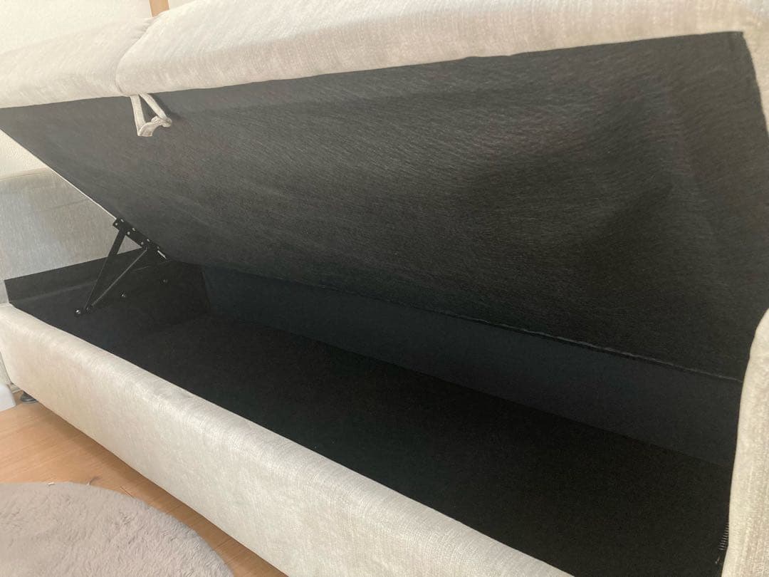 3人掛けソファ ライトグレー 収納付き