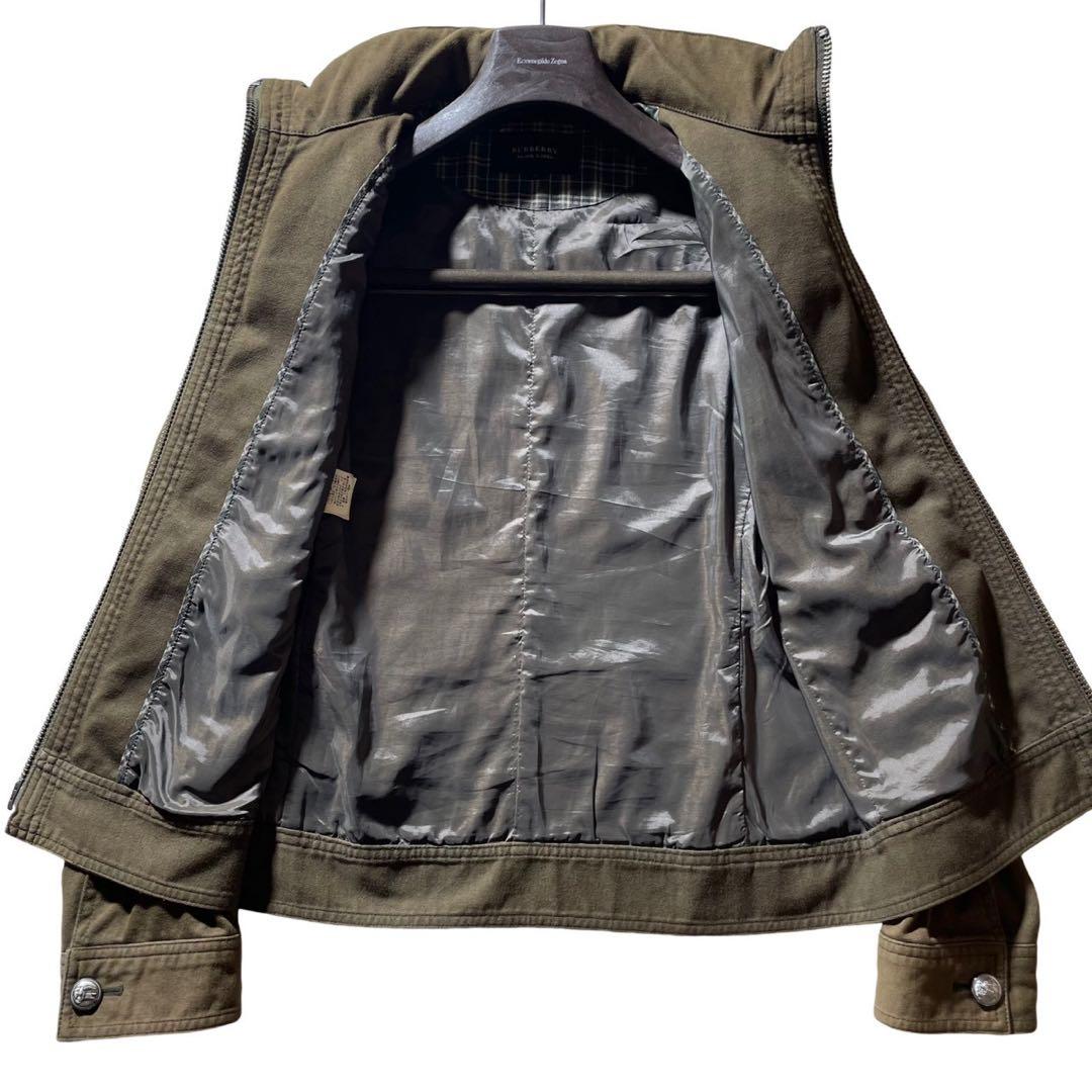 ①銀ボタン バーバリーブラックレーベル ノバチェック ミリタリー ジャケット