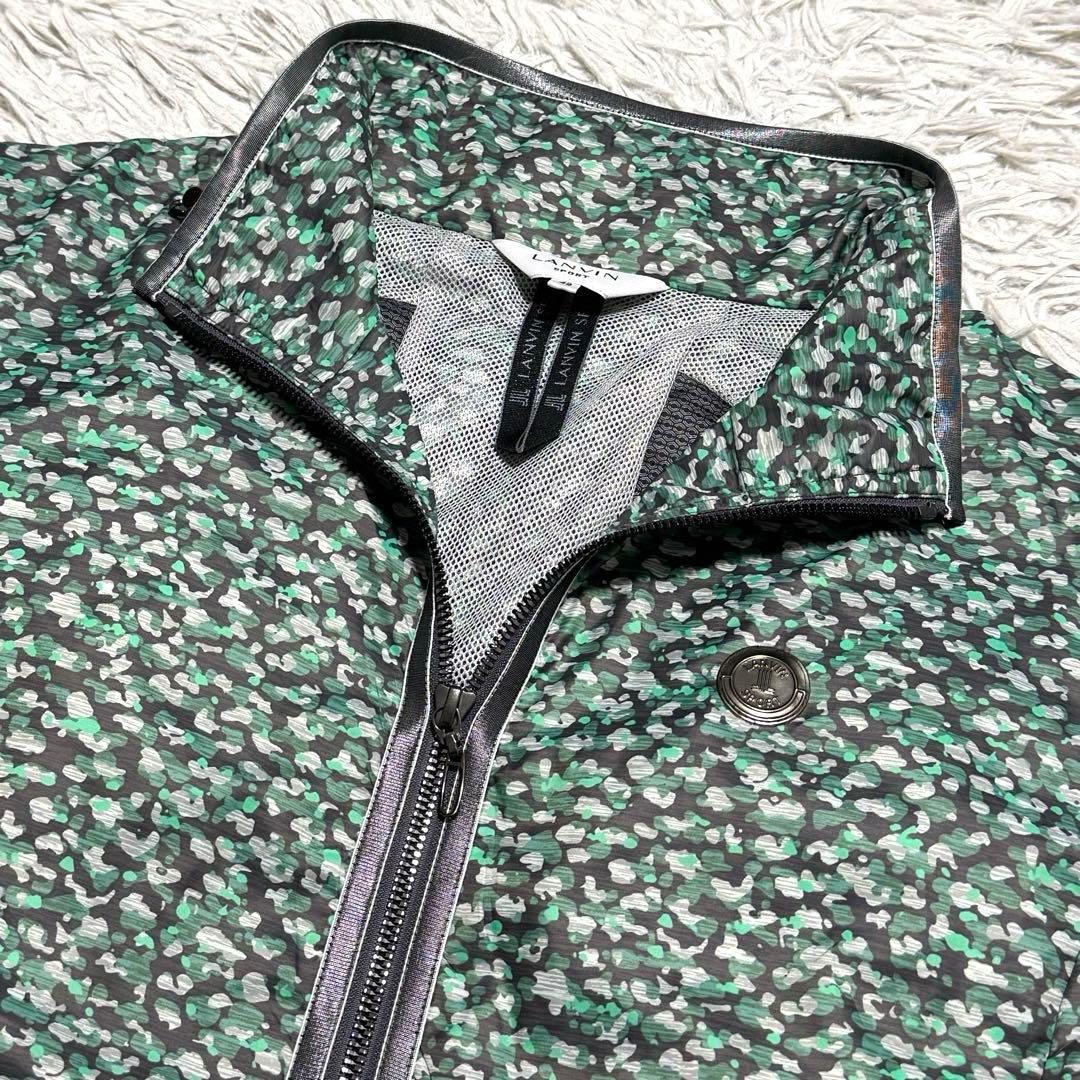 未使用級 ランバンスポール 総柄 フルジップ ダウンジャケット 薄手 ゴルフ