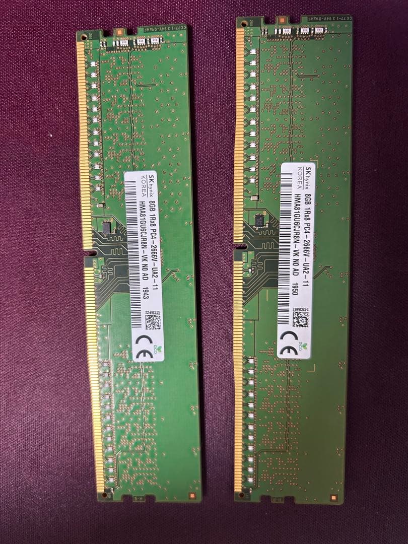 デスクトップ用　SK hynix DDR4 2666 8GB メモリ 2枚